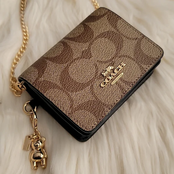 Coach Boxed Mini Wallet On A Chain In Blocked Signature Canvas - Picture 7 of 10